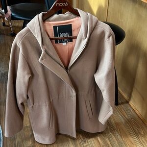 Women's Tan Hooded Wool Coat